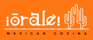 horizontal orale mexican cocina logo / favicon image, orange background, white and black text